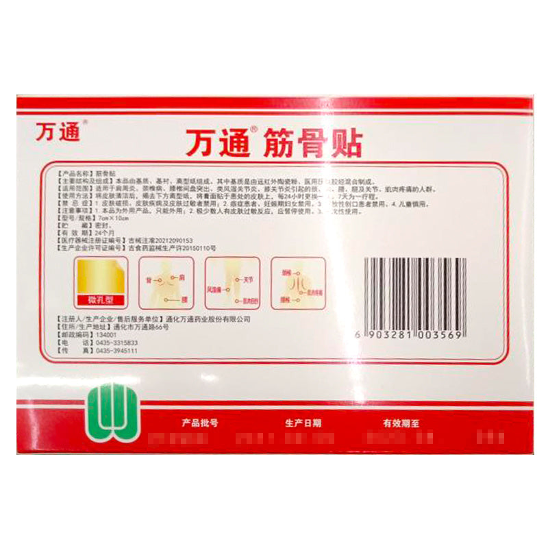Wantong Musculoskeletal Pain Relief Plaster (12 Patches) - HK MATSUKIYO