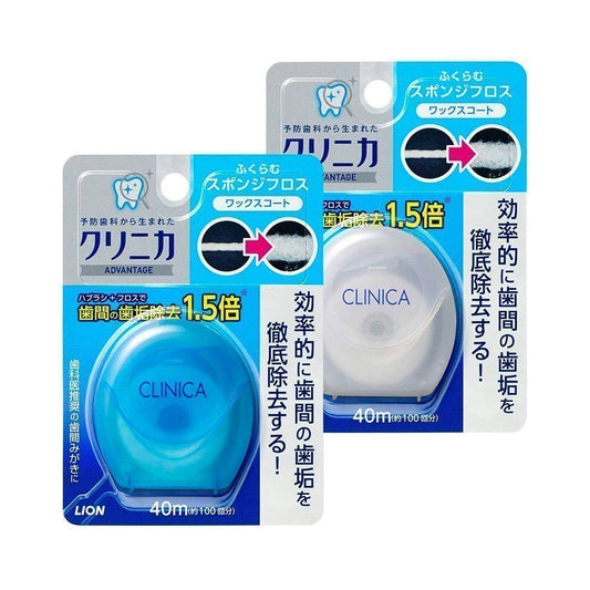 LION CLINICA ADVANTAGE TOOTH SPONGE FLOSS 40M x 2PCS - HK MATSUKIYO