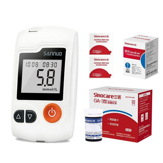 SINOCARE GA-3 HOME USE BLOOD GLUCOSE METER | HIGH-PRECISION VOICE BLOOD GLUCOSE METER WITH TEST STRIPS AND FULLY AUTOMATIC DETECTION - HK MATSUKIYO